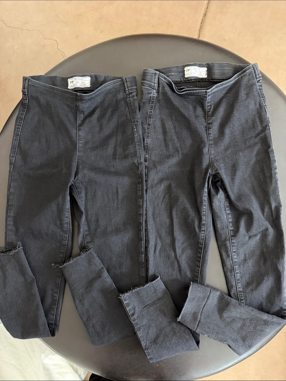 Free People Lot of Two Black Denim Skinny Jeans Pull On Jeans Size 24 and 25